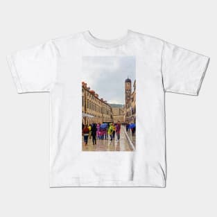 Rainy Day on the Stradun, Dubrovnik Kids T-Shirt